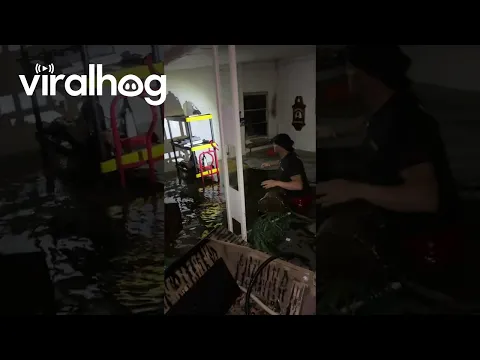Motorboat Used to Extinguish House Fire Amid Hurricane Helene Aftermath || ViralHog