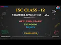 Java New This and Static Keyword Explained ISC Class 12 Computer Applications Java Tutorial