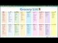 Grocery List Spreadsheet Printable Food Shopping Planner