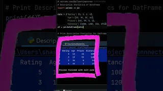 Descriptive Statistics Python DataFrame