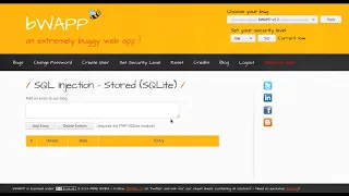 SQL Injection Stored SQLite Low Security Level