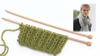 How to knit false English rib with 2 stitches in between