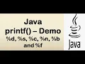 Java printf - s d f b c and n
