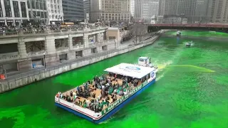 Chicago River dyed green for St Patrick s Day