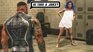 what happens if you walk into sasha banks room without knocking in wwe 2k20