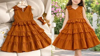 How to Cut & Stitch a Designer Multi-Layered Baby Frock | Very Easy Cutting & Stitching