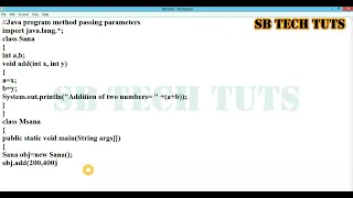 Method Passing Parameters in JAVA Practical Explanation Call By Value JAVA Programming Telugu