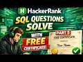 HackerRank SQL Questions Solve Part 5 SQL Practice for Data Analyst Free Certificate