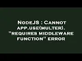 NodeJS Cannot app use multer requires middleware function error