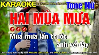 ✔ HAI MÙA MƯA Karaoke Tone Nữ ► Dũng Trần