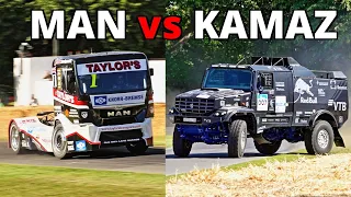 MAN Race Truck Vs Kamaz Dakar Truck 1000 HP Heavy Vehicles At Goodwood Festival Of Speed 