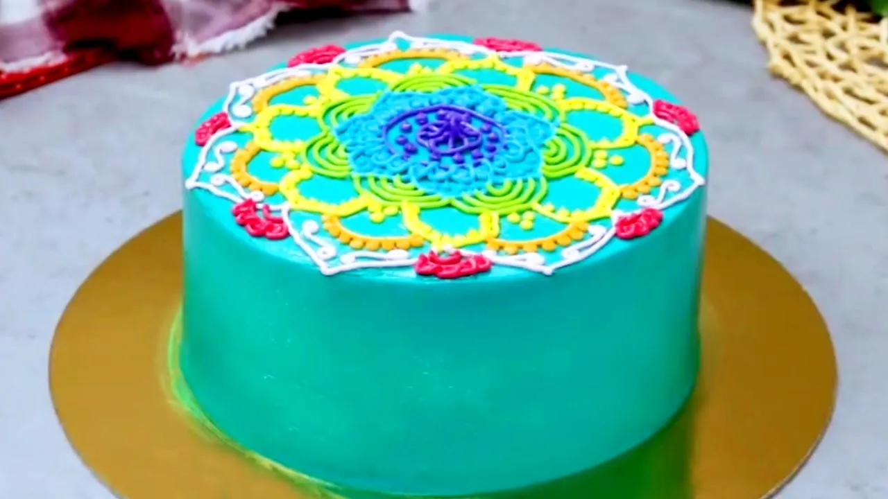 Yummy Cake Recipes   EP 16   Rainbow Mandala Buttercream Cake   How To Make Mandala Cake