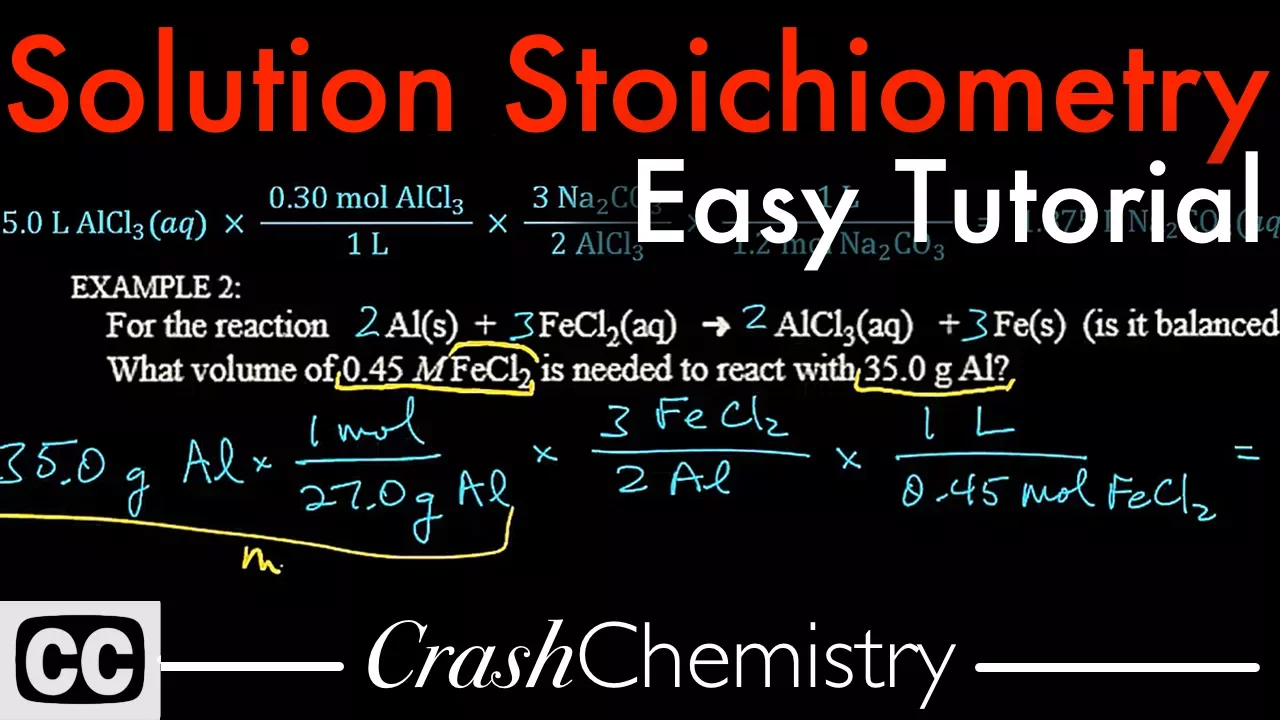 Solution Stoichiometry tutorial: How to use Molarity + problems explained | Crash Chemistry Academy