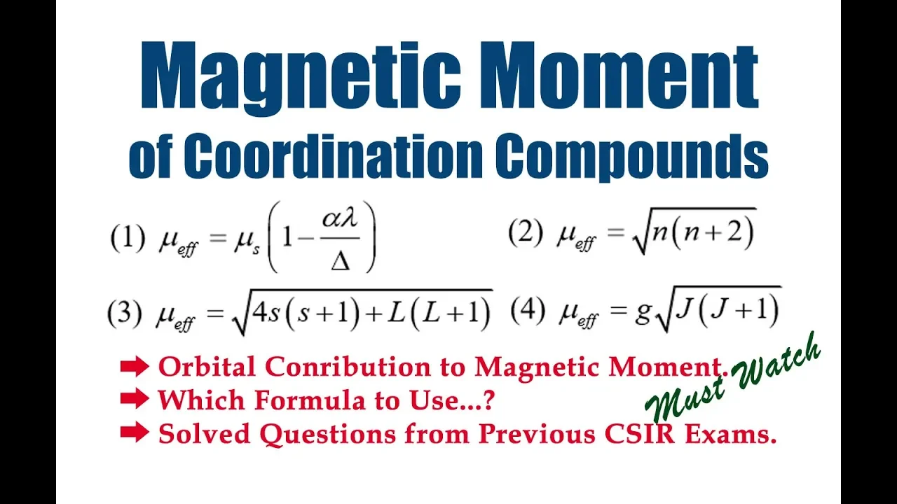 Magnetic Moment of Coordination Compounds | Orbital Contribution | Spin Orbital Coupling
