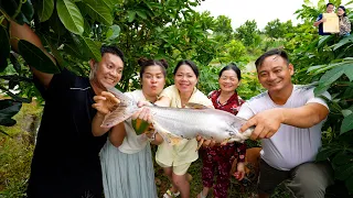 Mẹ câu được Cá tra khủng nấu món ngon miền tây đãi A Tú Xe Đầu Kéo Vlog và Duy Nisa ở quê Phan Diễm