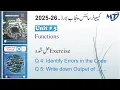 Computer Science 10th Chapter 5 Functions Q 5 Q 6 Identify Errors and Find Output unit 5