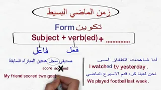 الدرس     شرح زمن الماضي البسيط في اللغة الانجليزية دندنها