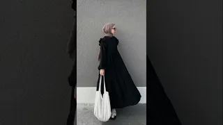فستان صيفي باللون الأسود للمحجبات   دندنها
