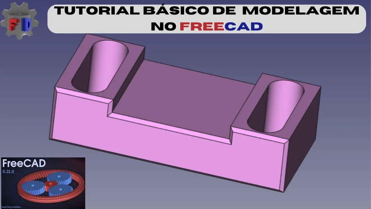 Tutorial básico de modelagem no FreeCAD | FreeCAD para iniciantes | Partdesign | Sketcher