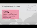Trignometric functions Numpy Universal functions