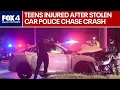 Teens in stolen car injured during police chase crash