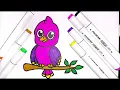 Little Bird Drawing and colouring tutorial