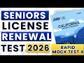 Seniors License Renewal Test California 2026 DMV Written Test Practice Questions Rapid Mock Test