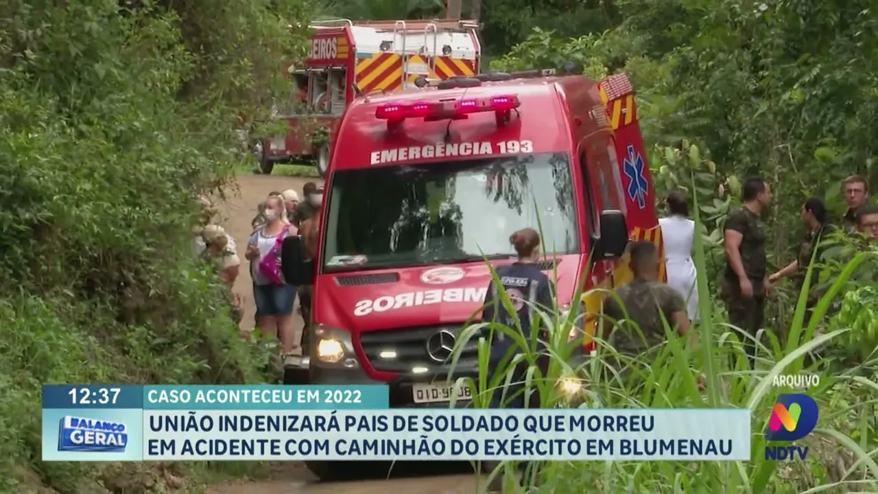 União indenizará pais de soldado que morreu em acidente com caminhão do exército em Blumenau