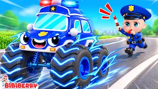 Super Police Patrol Team Song | Monster Truck ESCAPED from Policeman | Vehicle Song | Bibiberry