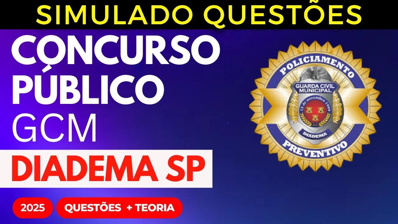 SIMULADO QUESTÕES GCM DIADEMA SP 2025 Aula 03 Estatuto Geral das Guardas Municipais Lei 13.022/2014