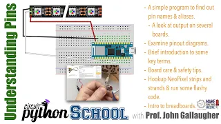 CircuitPython School - Intro to Pins the Pin Map Script Pinouts Breadboards Safety NeoPixels