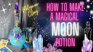how to make a magic moon potion bottle using polymer clay and resin