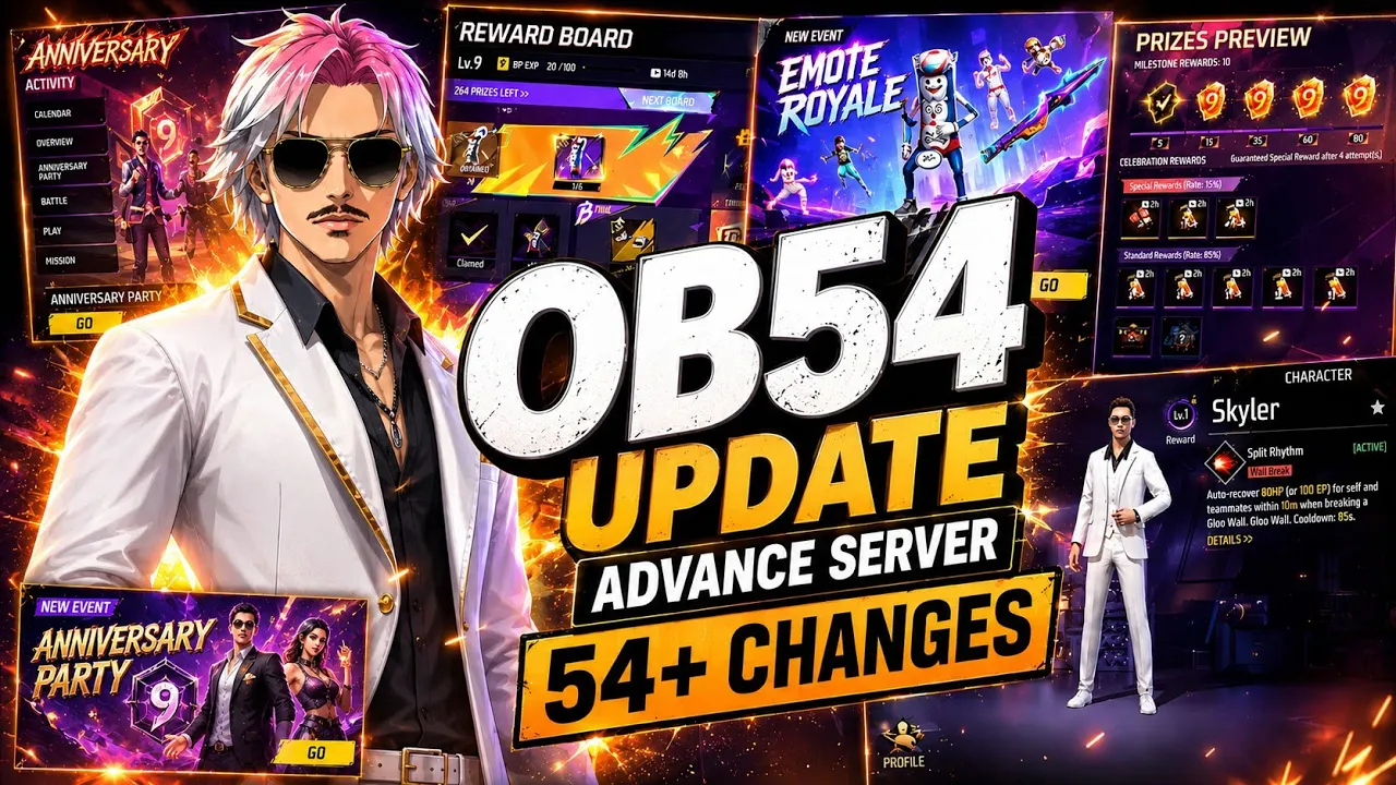 OB54 UPDATE ❤️‍🩹 ADVANCE SERVER 🤯 54+ CHANGES IN FREE FIRE IN TELUGU #freefire #longvideo #funny