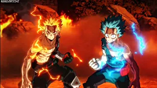 midoriya and bakugo vs nine 100 epic fight song scene 