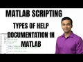 MATLAB TUTORIAL TYPES OF HELP DOCUMENTATION IN MATLAB