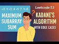 Leetcode 53 Maximum Subarray Sum Kadane s Algorithm in Python with Edge Cases