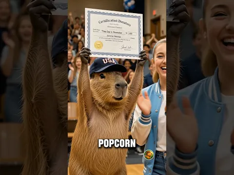 Capybara Found a Schoolyard Filled With 10,000 Popcorn Pieces! 🍿🦫😱#capybara