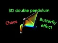 100 chaotic double pendulums in 3D butterfly effect