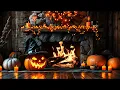 Cozy Halloween Ambiance 4K with Crackling Fireplace Sounds for Relax and Fall Asleep