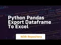 python pandas export dataframe to excel
