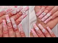 Soft Pink Floral French Coquette Acrylic Nails Janolia DT-01 Nail Collector Review Demo