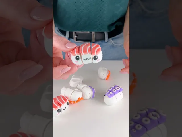 Cute Flexi Sushi Nigiri Salmon, Fun Keychain Toy, Sushi Collection video thumbnail