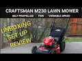 Craftsman M230 lawnmower - unboxing set up review