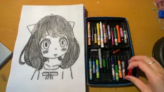 Hello everyone, today I will color a picture of a little girl with big round black eyes.