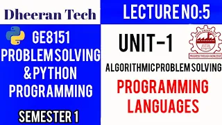 GE8151 PROBLEM SOLVING AND PYTHON PROGRAMMING PSPP Manojkumar Lectures Programming language