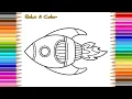 Rocket Coloring Page Relax Color Space Rocket Drawing