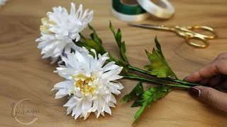 diy ribbon flower how to make chrishanthemum with satin ribbon easy