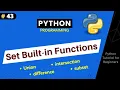Set Functions in Python Python Tutorial For Beginners Part