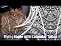 Flying Eagle with Aztec Calendar Tattoo Design by WARVOX
