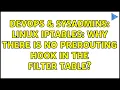 DevOps SysAdmins Linux iptables why there is no PREROUTING hook in the filter table